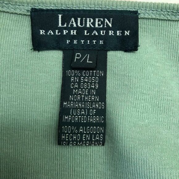 Vintage 90s Lauren Ralph Lauren Women's Sage Green Knit Scoop Neck Top P/L - Picture 4 of 8